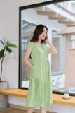  Đầm suông dài chất lụa Hàn Châu tay hến lệch tầng Cardina 