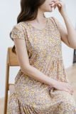  Đầm suông dài chất lụa Hàn Châu tay hến lệch tầng Cardina 
