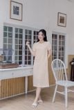  Đầm suông cổ tròn chất lụa hàn châu họa tiết hoa nhí 