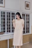  Đầm suông cổ tròn chất lụa hàn châu họa tiết hoa nhí 