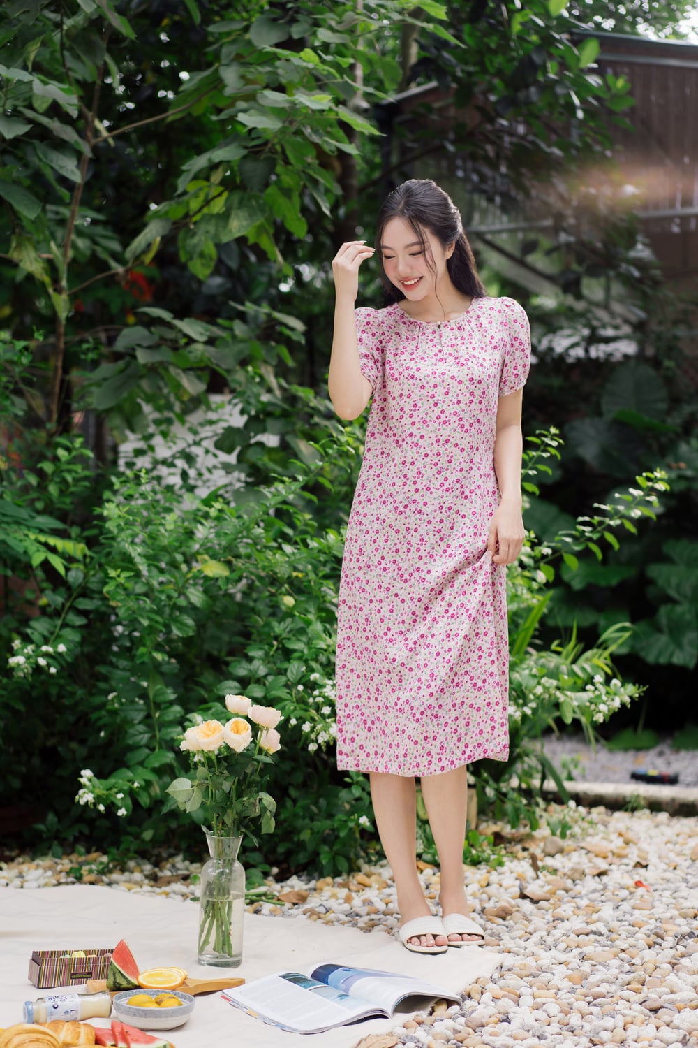 Váy suông hoa nhí