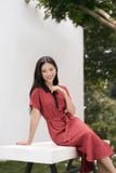  Đầm suông lụa Hàn Châu phối cổ họa tiết thắt eo thanh lịch 