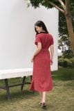  Đầm suông lụa Hàn Châu phối cổ họa tiết thắt eo thanh lịch 