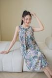  Đầm lanh sát nách xếp ly thân trước xẻ sau có túi tiện lợi 