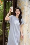  Đầm suông Cardina Younger vải umi lạnh dáng dài in chữ Light The World 