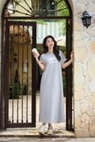  Đầm suông Cardina Younger vải umi lạnh dáng dài in chữ Light The World 