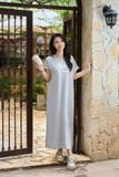  Đầm suông Cardina Younger vải umi lạnh dáng dài in chữ Light The World 