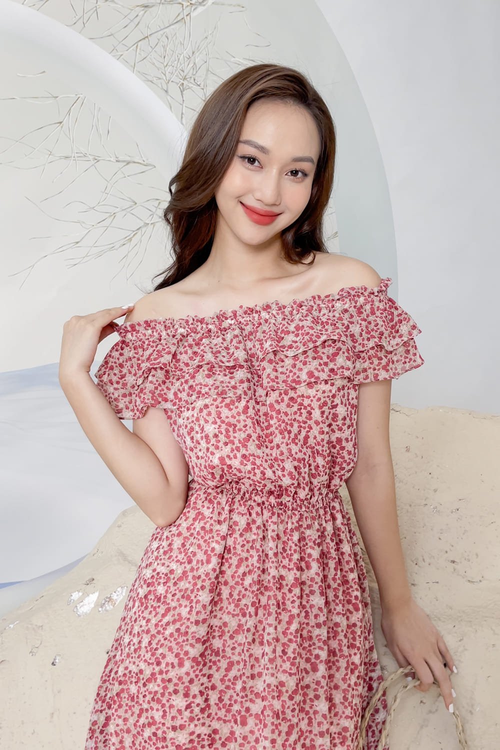 mẫu đầm maxi voan đi biển