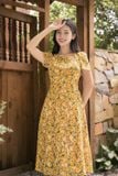  Váy xếp ly cổ hoạ tiết hoa nhí chất chiffon thanh lịch 
