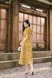  Váy xếp ly cổ hoạ tiết hoa nhí chất chiffon thanh lịch 
