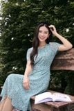  Váy xếp ly cổ hoạ tiết hoa nhí chất chiffon thanh lịch 