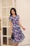  Đầm xòe xếp ly eo cao chất liệu tơ hoa NOHU là nhà cái nổ hũ đổi thưởng uy tín hàng đầu kèm đai 