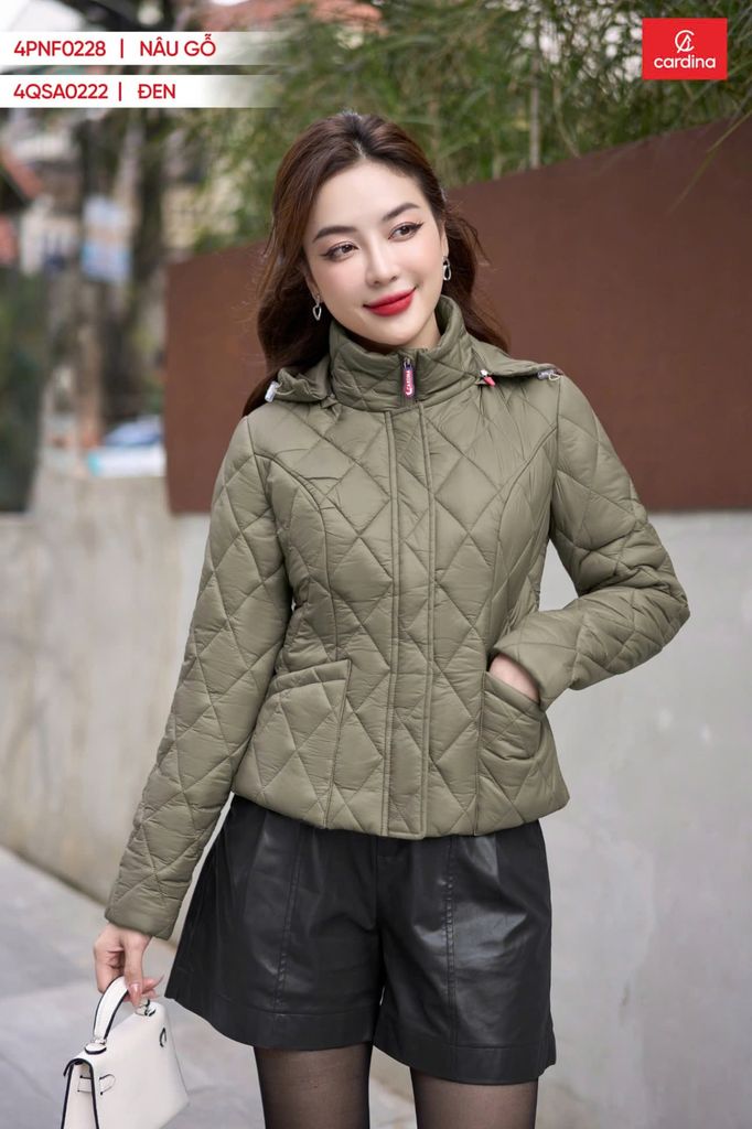  Áo phao dáng ngắn có mũ cấu trúc lõi bông siêu nhẹ giữ ấm, chống xô tuyệt đối 