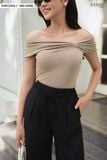  Áo trễ vai nữ chất thun nhún điệu đà, xoắn ngực sành điệu 