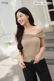  Áo trễ vai nữ chất thun nhún điệu đà, xoắn ngực sành điệu 