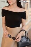  Áo trễ vai nữ chất thun nhún điệu đà, xoắn ngực sành điệu 