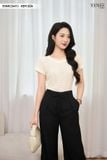  Áo kiểu nữ chất liệu ren dệt quả trám cổ tròn ngắn tay 