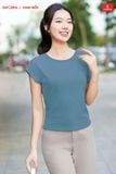  Áo Thun Nữ Cardina Vải Thun Tăm Cổ Tròn Vai Chờm 