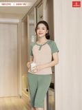  Bộ lửng mặc nhà nữ chất tăm lạnh dáng cổ trụ có phối 