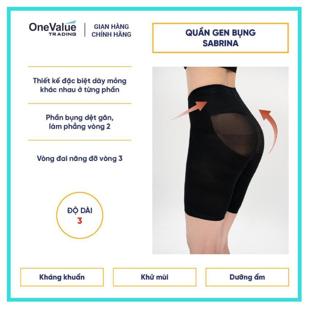 Quần gen bụng Sabrina kháng khuẩn định hình siết eo nâng hông (độ dài 3/10)