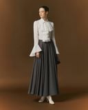  BELLA RUFFLED COLLAR WHITE SILK SHIRT 