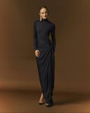  LYRA TURTLENECK DRAPED STRETCH DRESS 