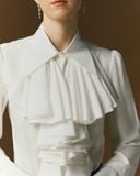  BELLA RUFFLED COLLAR WHITE SILK SHIRT 
