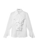  BELLA RUFFLED COLLAR WHITE SILK SHIRT 
