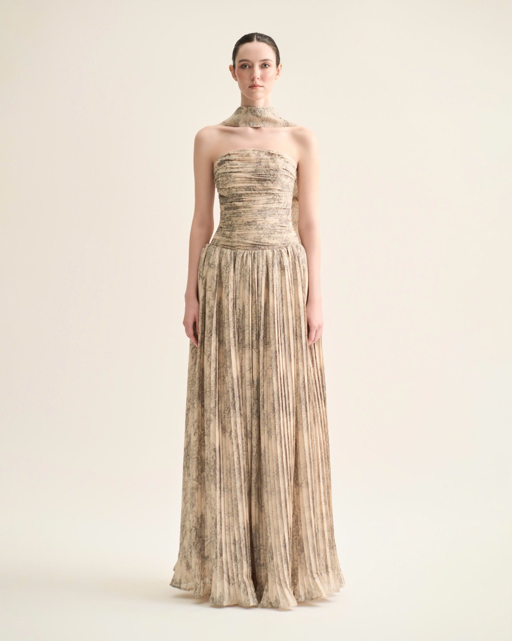  CASCADE FLORAL BUSTIER MAXI DRESS 