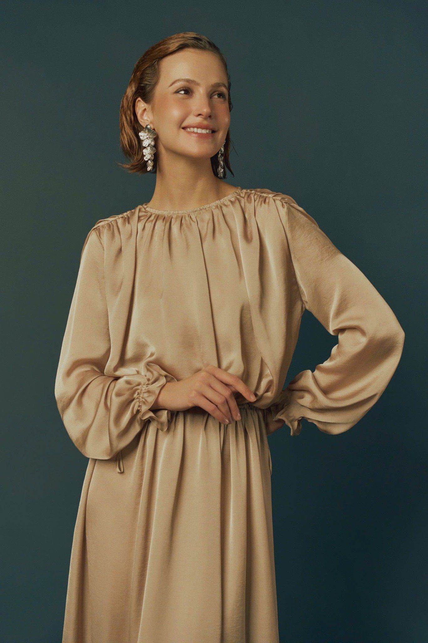  GOLDEN HAZE-RUCHED GOWN 
