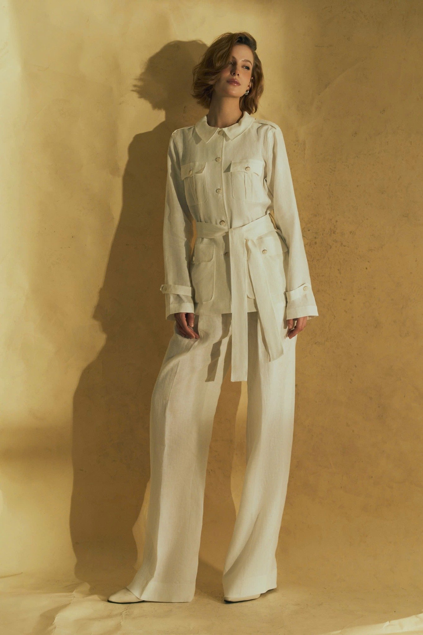  DESERT MIST-UTILITY LINEN TROUSERS 