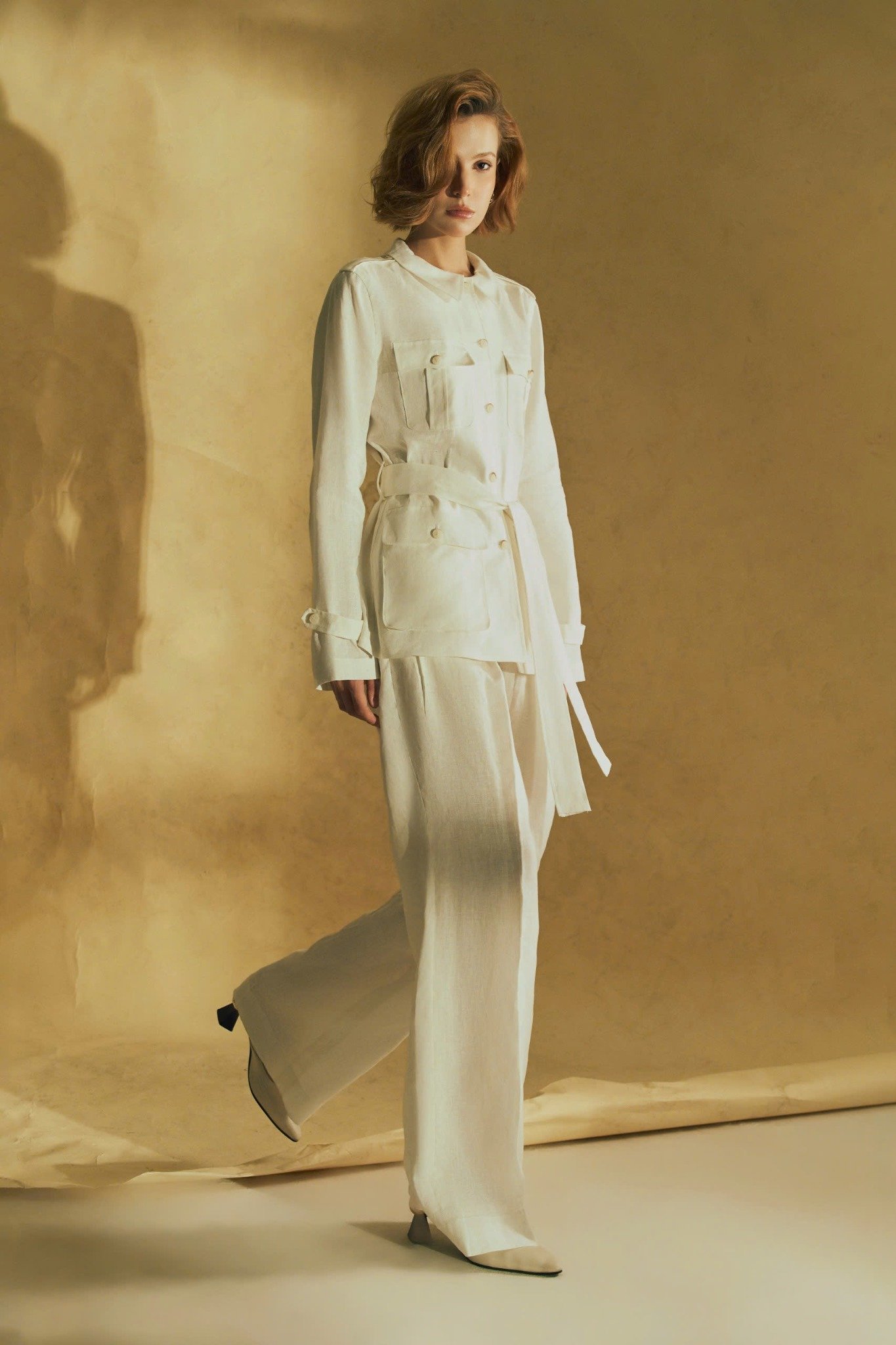  DESERT MIST-UTILITY LINEN TROUSERS 