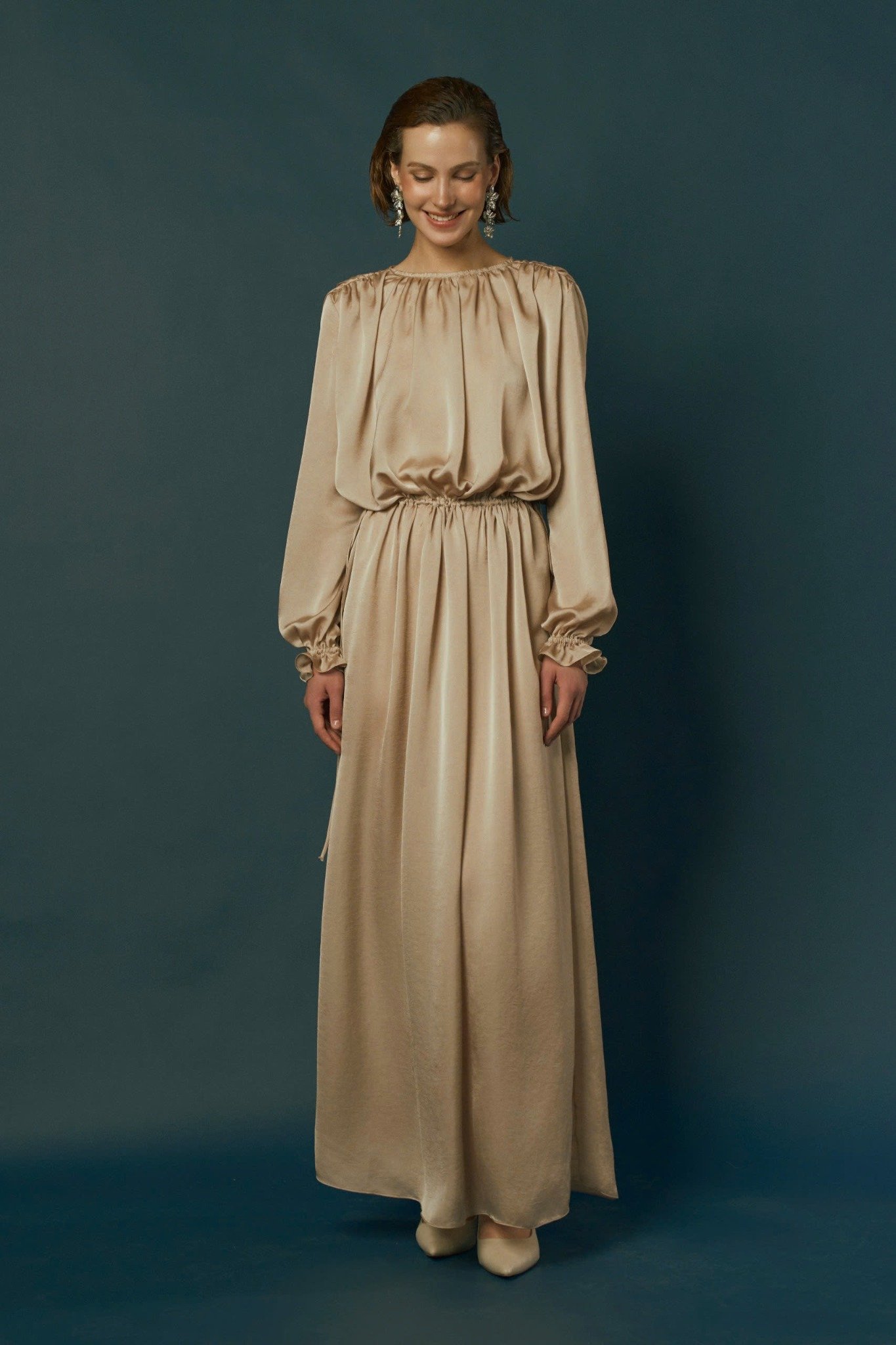  GOLDEN HAZE-RUCHED GOWN 