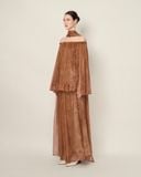  ALBA PLEATED OFF-SHOULDER CHIFFON TOP 