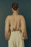  GOLDEN WHISPER-BOWED BLOUSE 