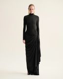  LYRA TURTLENECK DRAPED STRETCH DRESS 