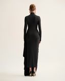  LYRA TURTLENECK DRAPED STRETCH DRESS 