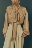  GOLDEN WHISPER-BOWED BLOUSE 