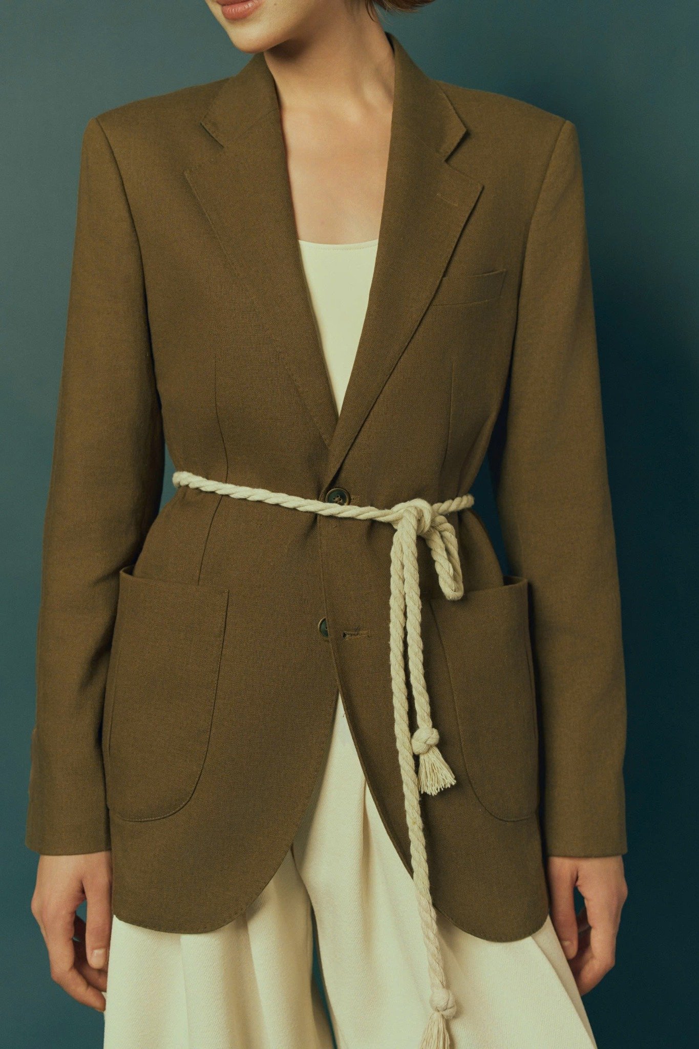  WOOD ROPE-RELAXED LINEN BLAZER 