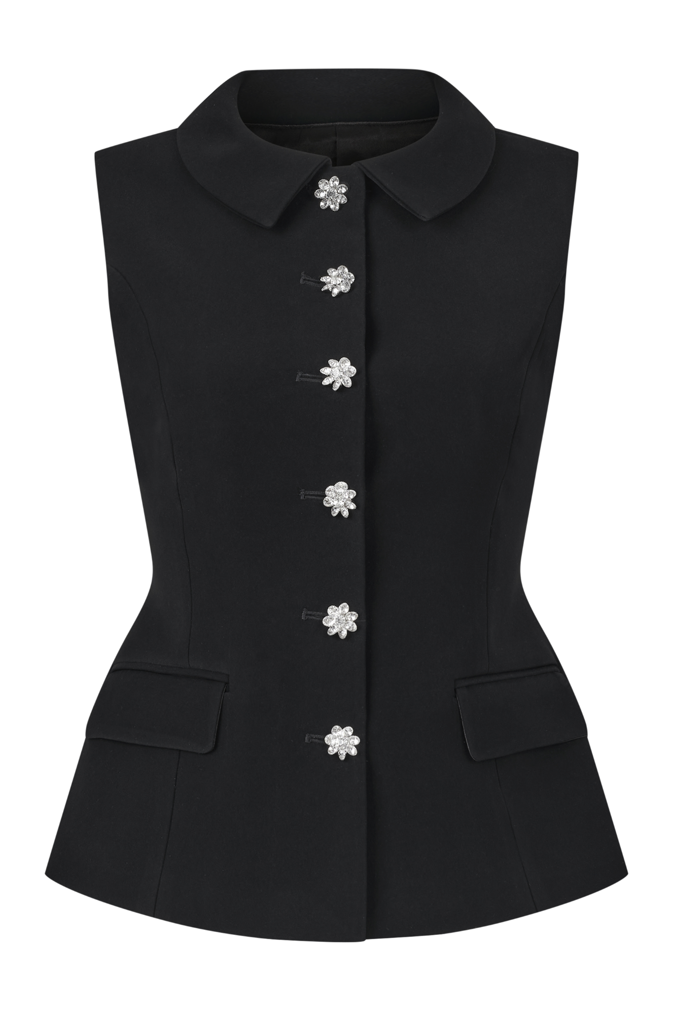  CRYSTAL COLLARED VEST 