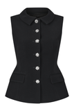  CRYSTAL COLLARED VEST 