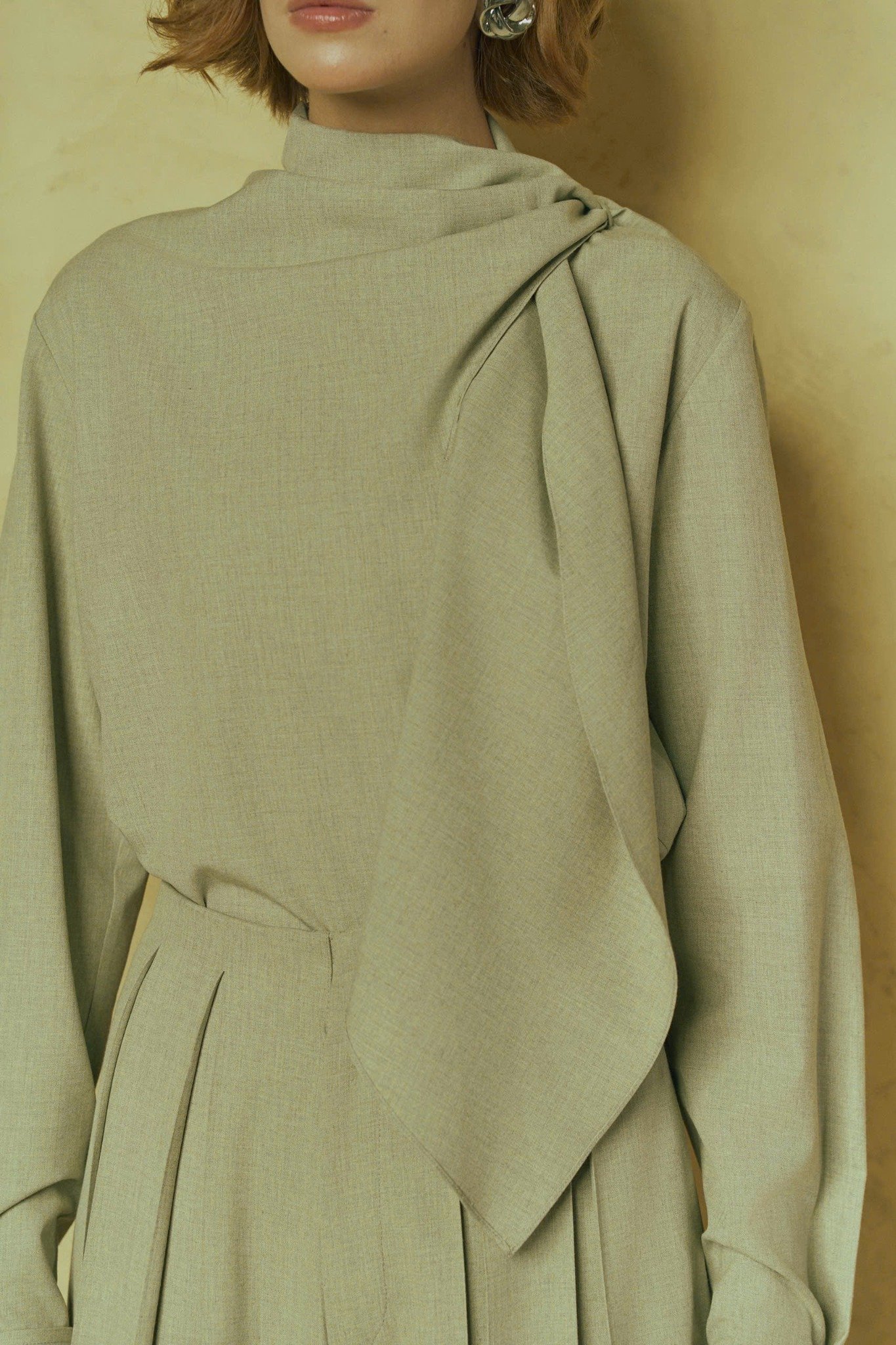  SERENE HIGH NECK DRAPED BLOUSE 