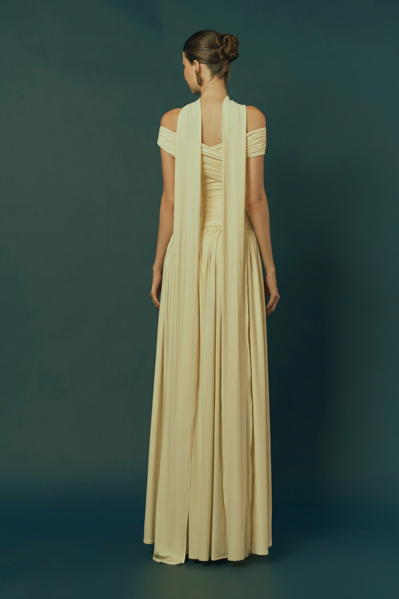  SOFT AURA-OFF-SHOULDER JERSEY GOWN 
