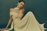  SOFT AURA-OFF-SHOULDER JERSEY GOWN 