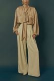  GOLDEN WHISPER-BOWED BLOUSE 