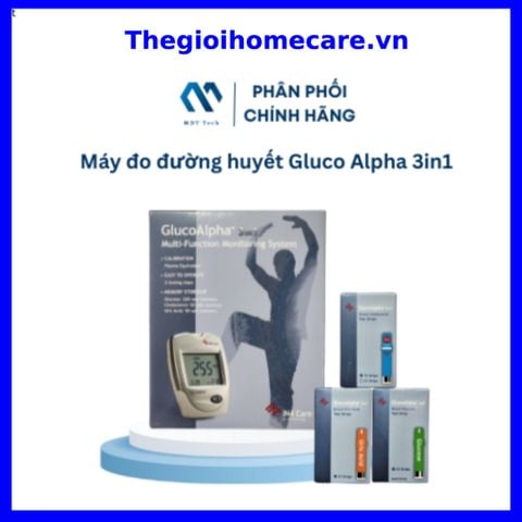 Máy đo đường huyết GlucoAlpha 3in1(Đo tiểu đường, acid uric và mỡ máu)