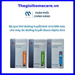 Bộ que thử đường huyết/Axit Uric/Mỡ máu  cho máy đo đường huyết GlucoAlpha 3in1