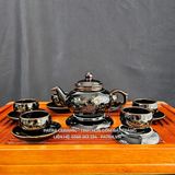  Bộ ấm chén Vinh Hoa Phú Quý Men Đen Vẽ Vàng 18K 