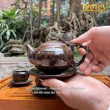  Bộ ấm chén Men Hỏa Biến Búp Sen Mã Não Chân Nhỏ 