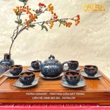  Bộ ấm chén Men Hỏa Biến Hồng Vân Đen HN014 